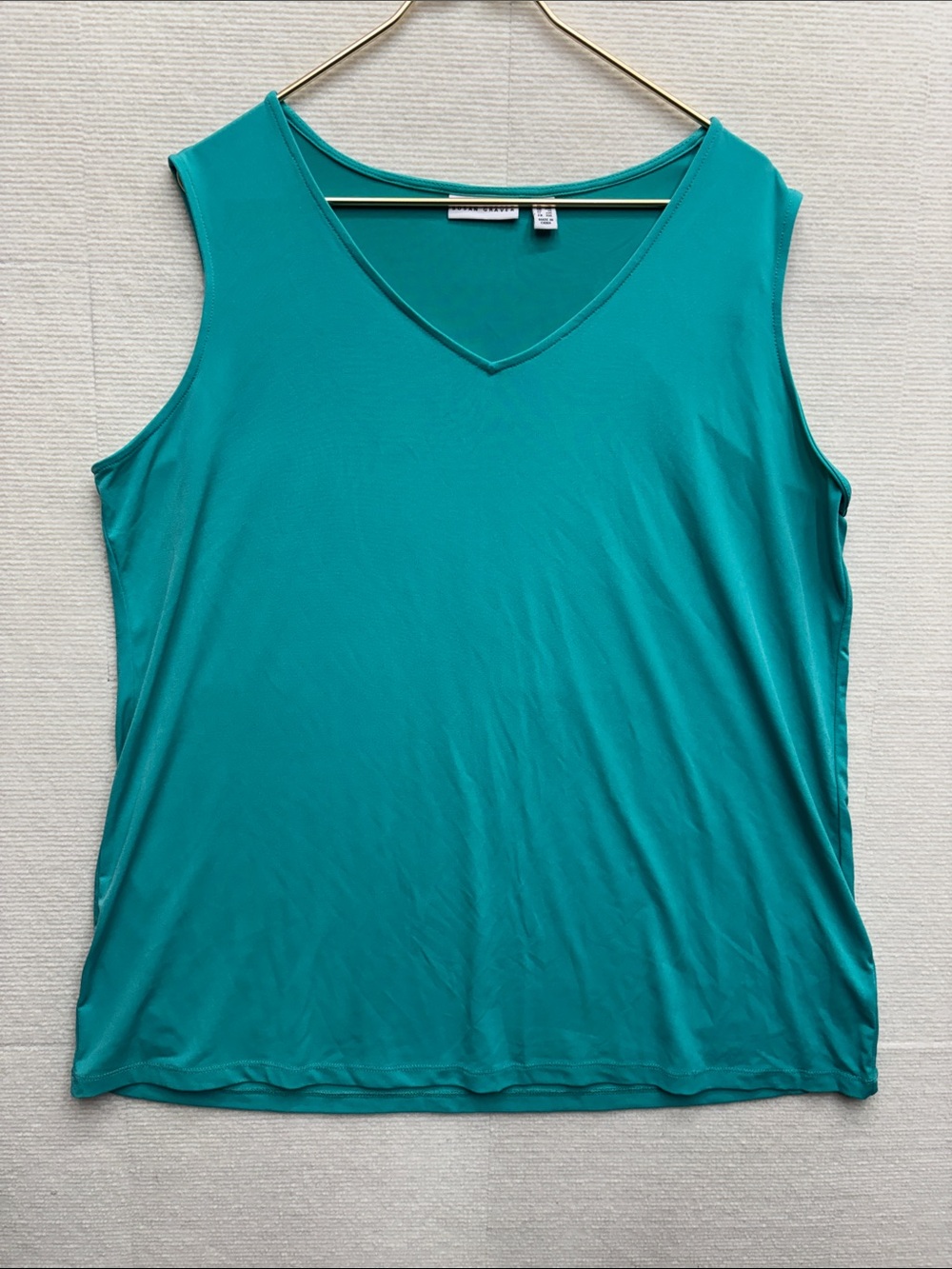 Susan Graver Sleeveless V-Neck Tank Top - Teal Green xl
